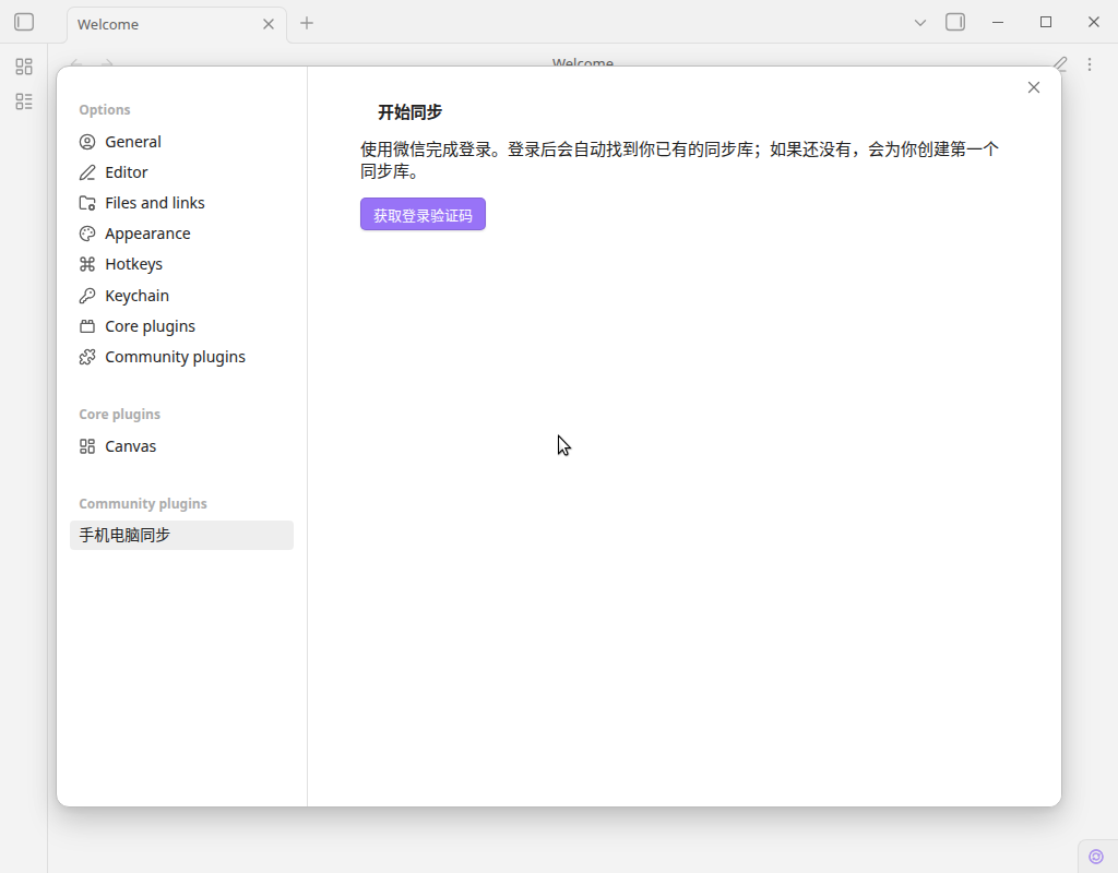 设置同步:点「获取登录验证码」